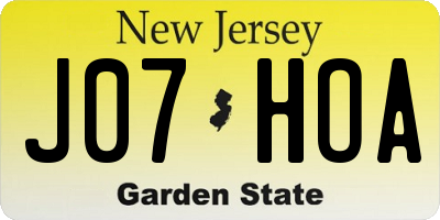 NJ license plate J07HOA