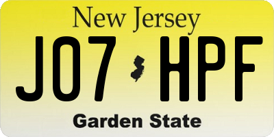 NJ license plate J07HPF