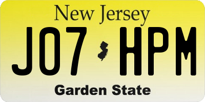 NJ license plate J07HPM