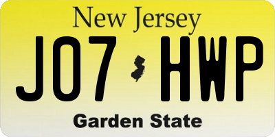 NJ license plate J07HWP