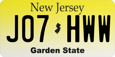 NJ license plate J07HWW