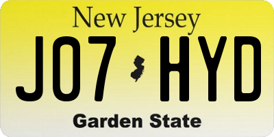 NJ license plate J07HYD
