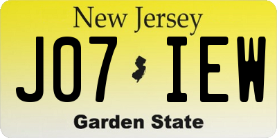 NJ license plate J07IEW