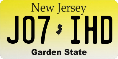 NJ license plate J07IHD
