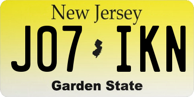 NJ license plate J07IKN