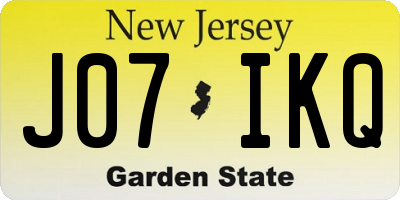 NJ license plate J07IKQ