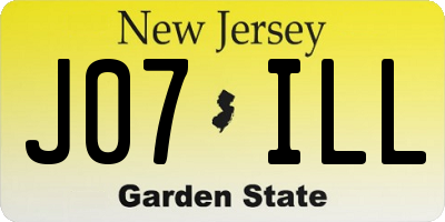 NJ license plate J07ILL