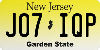 NJ license plate J07IQP