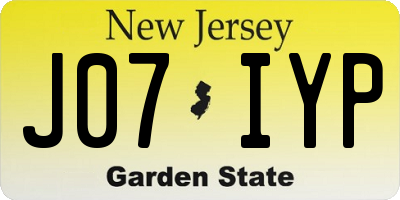 NJ license plate J07IYP