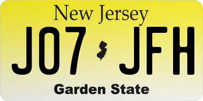 NJ license plate J07JFH