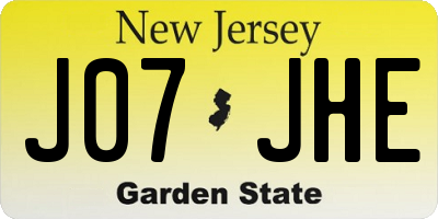 NJ license plate J07JHE