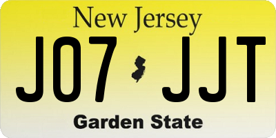 NJ license plate J07JJT