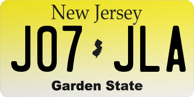 NJ license plate J07JLA