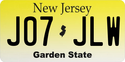 NJ license plate J07JLW