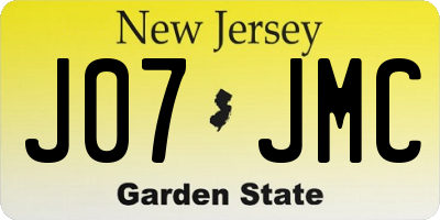NJ license plate J07JMC