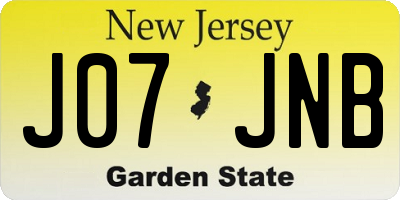 NJ license plate J07JNB