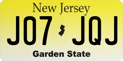 NJ license plate J07JQJ