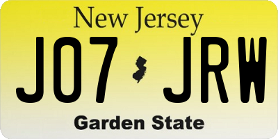 NJ license plate J07JRW