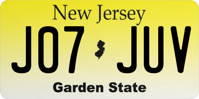 NJ license plate J07JUV