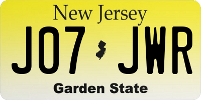 NJ license plate J07JWR