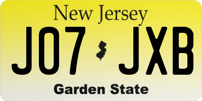 NJ license plate J07JXB