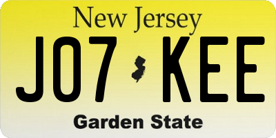 NJ license plate J07KEE