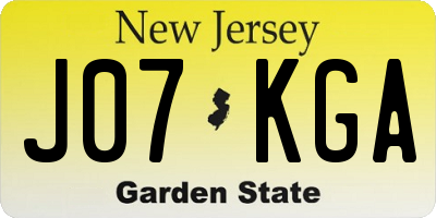 NJ license plate J07KGA