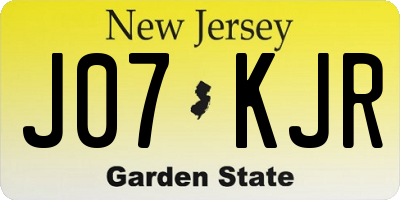 NJ license plate J07KJR