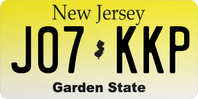 NJ license plate J07KKP