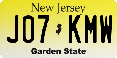 NJ license plate J07KMW
