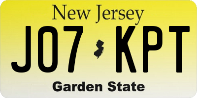 NJ license plate J07KPT