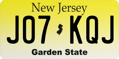 NJ license plate J07KQJ