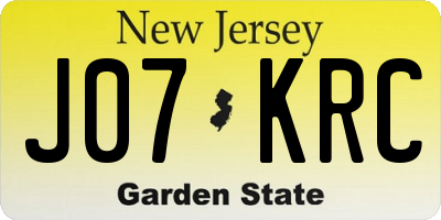NJ license plate J07KRC