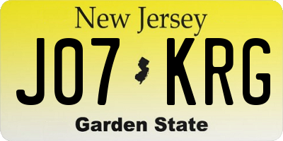 NJ license plate J07KRG