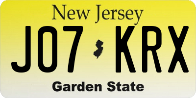 NJ license plate J07KRX
