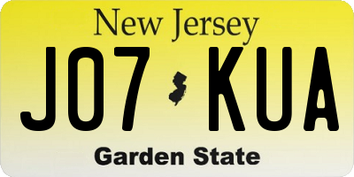 NJ license plate J07KUA