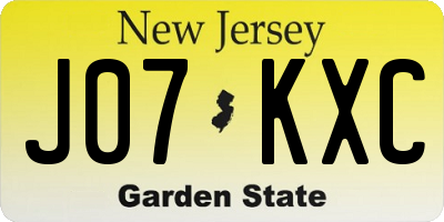 NJ license plate J07KXC