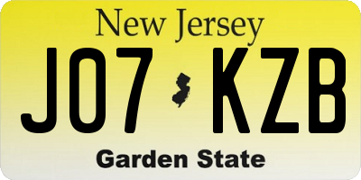 NJ license plate J07KZB