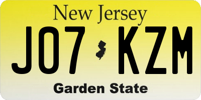 NJ license plate J07KZM