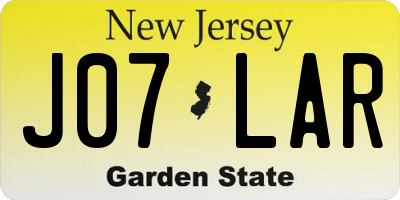 NJ license plate J07LAR