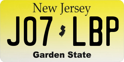 NJ license plate J07LBP