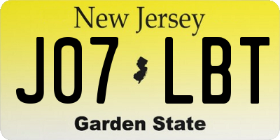 NJ license plate J07LBT