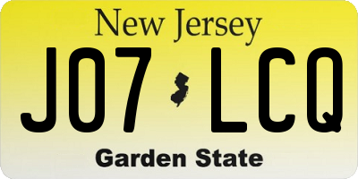 NJ license plate J07LCQ