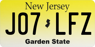 NJ license plate J07LFZ