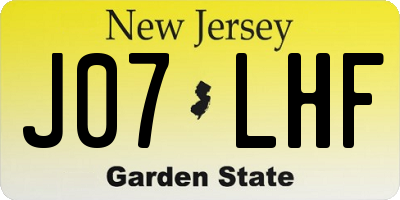 NJ license plate J07LHF