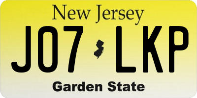 NJ license plate J07LKP