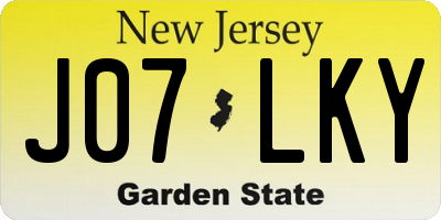 NJ license plate J07LKY