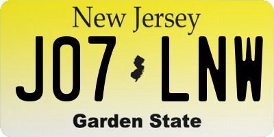 NJ license plate J07LNW