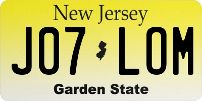 NJ license plate J07LOM