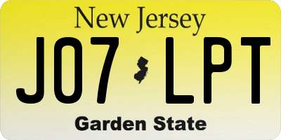 NJ license plate J07LPT